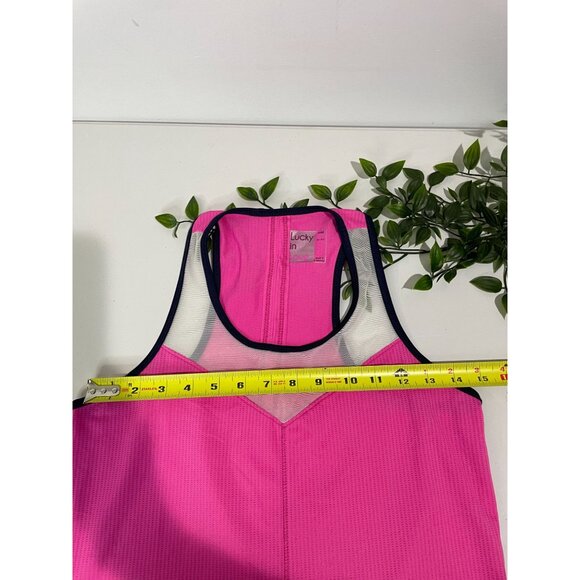 Lucky In Love Pink Mesh Racerback Tank Top Womens Size 4-6 - Picture 8 of 8